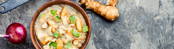 Jordskoksuppe med grønkålschips